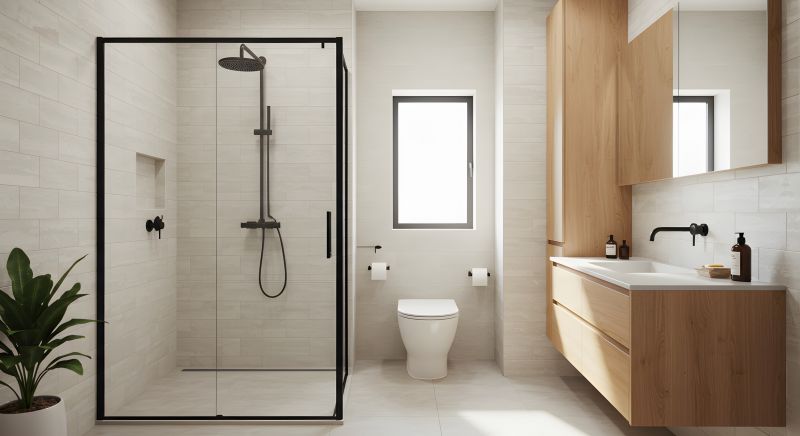 Open Shower with Black Frame